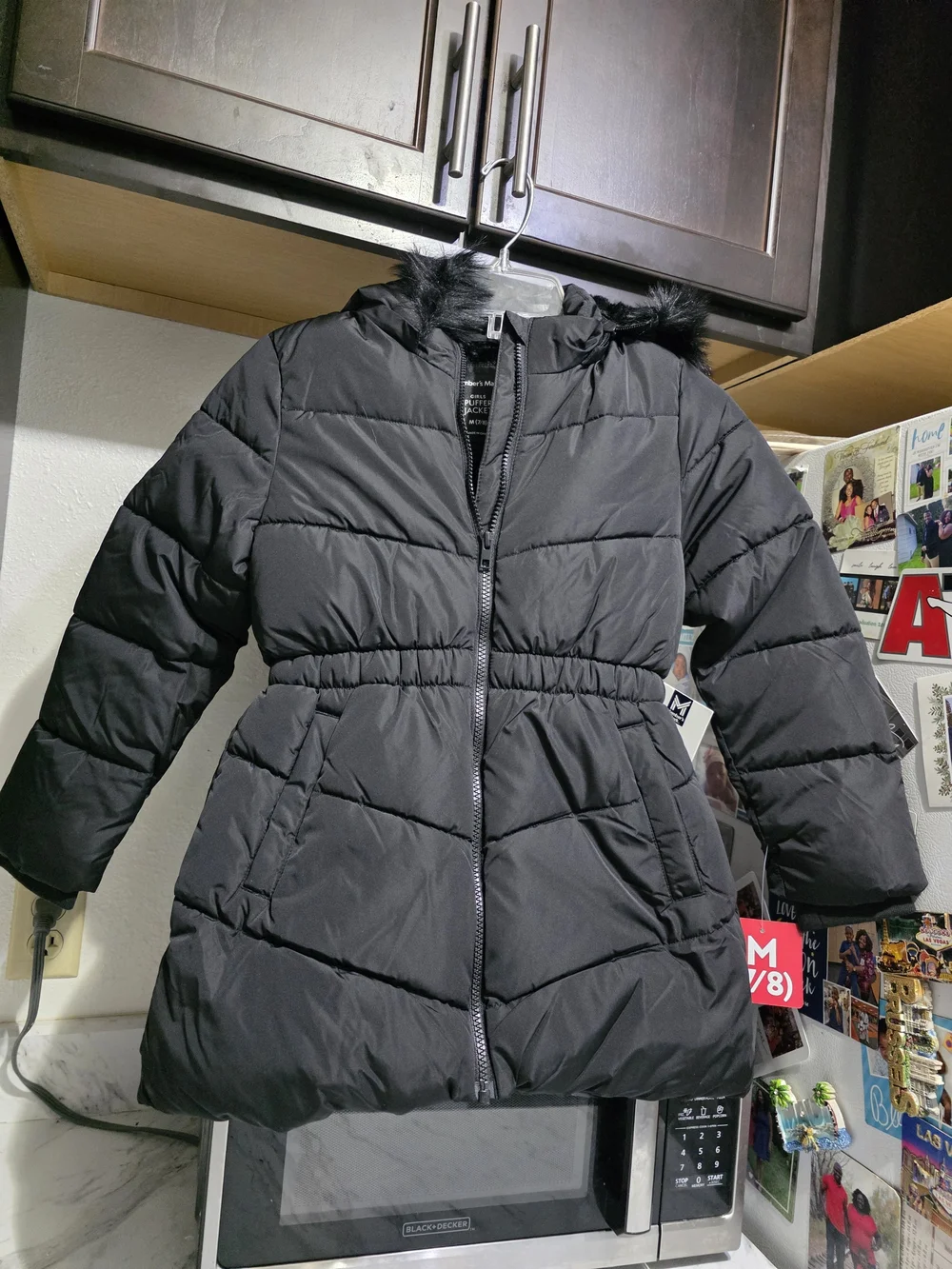 Members Mark Black Puffer Coat with Hood Little Girls 7/8